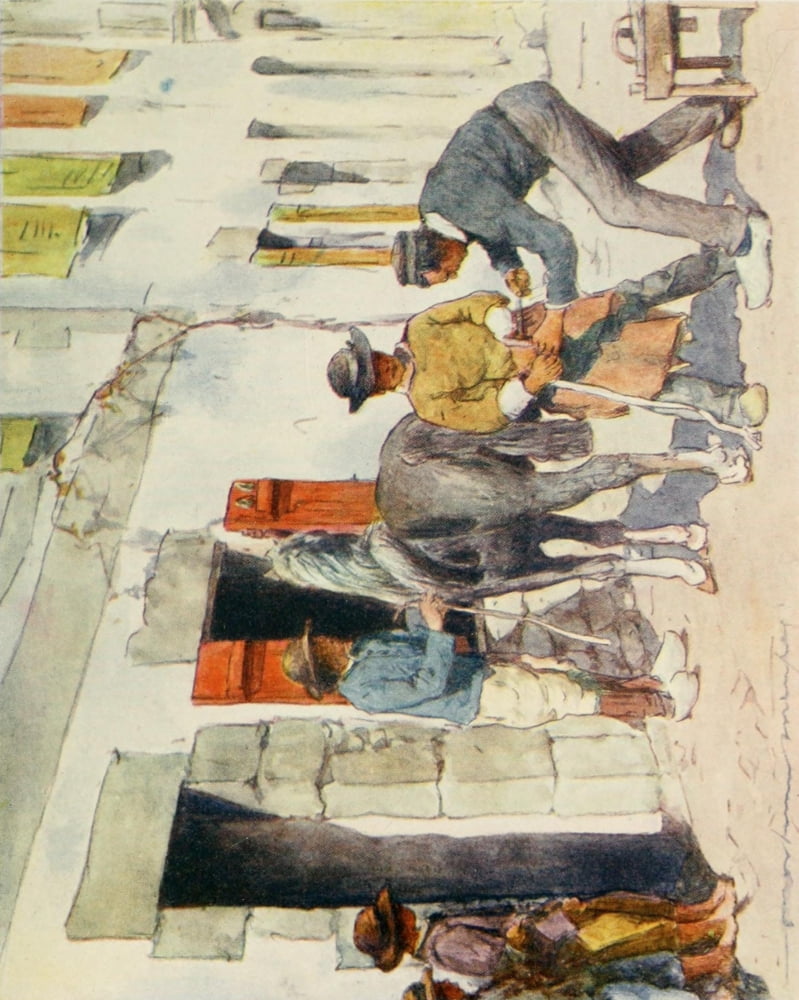 Brittany 1912 Outside the Smithy Port Aven Canvas Art - Mortimer Menpes (18 x 24)