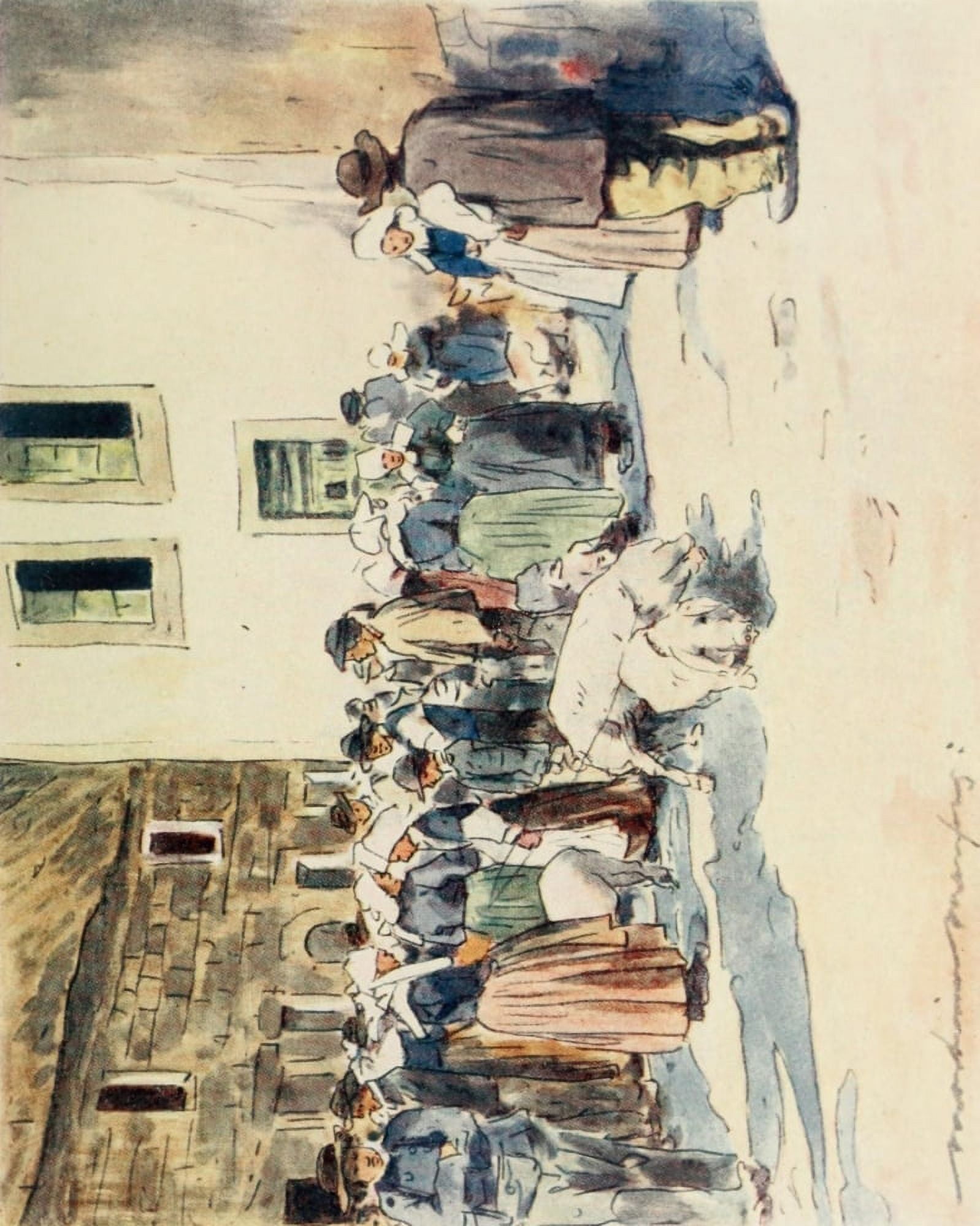 Brittany 1912 Pig market Canvas Art - Mortimer Menpes (24 x 36)