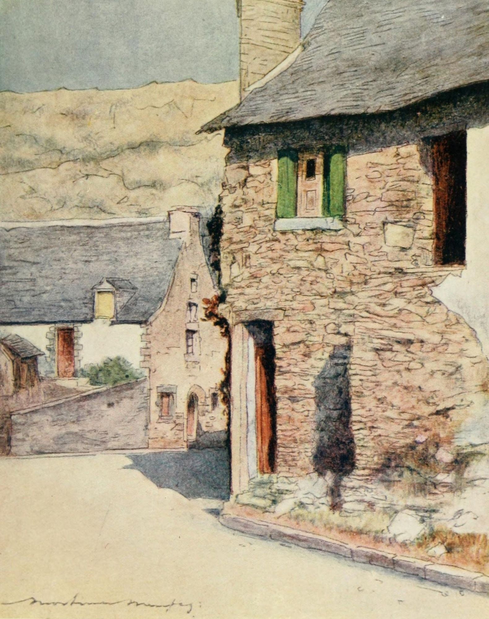 Brittany 1912 Rochefort-en-Terre Canvas Art - Mortimer Menpes (18 x 24)