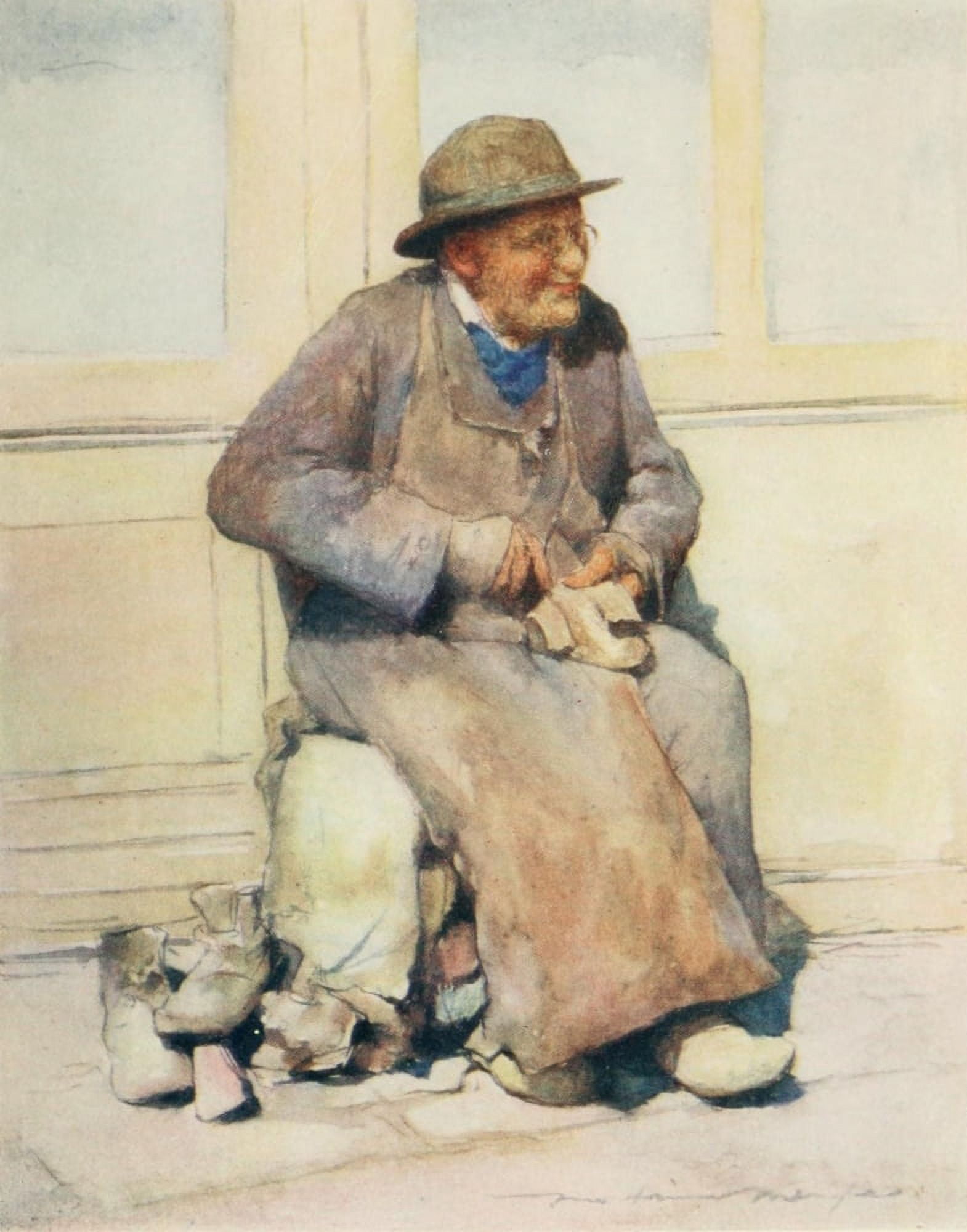 Brittany 1912 Village cobbler Canvas Art - Mortimer Menpes (24 x 36)