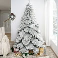 thumbnail image 1 of Brittany 6.5ft Snow Flocked Christmas Tree Prelit with 892 Branch Tips, 450 Warm Lights and Metal Stand, 49" wide Realistic Nevada Frosted Christmas Tree with Lights by Naomi Home, 1 of 6