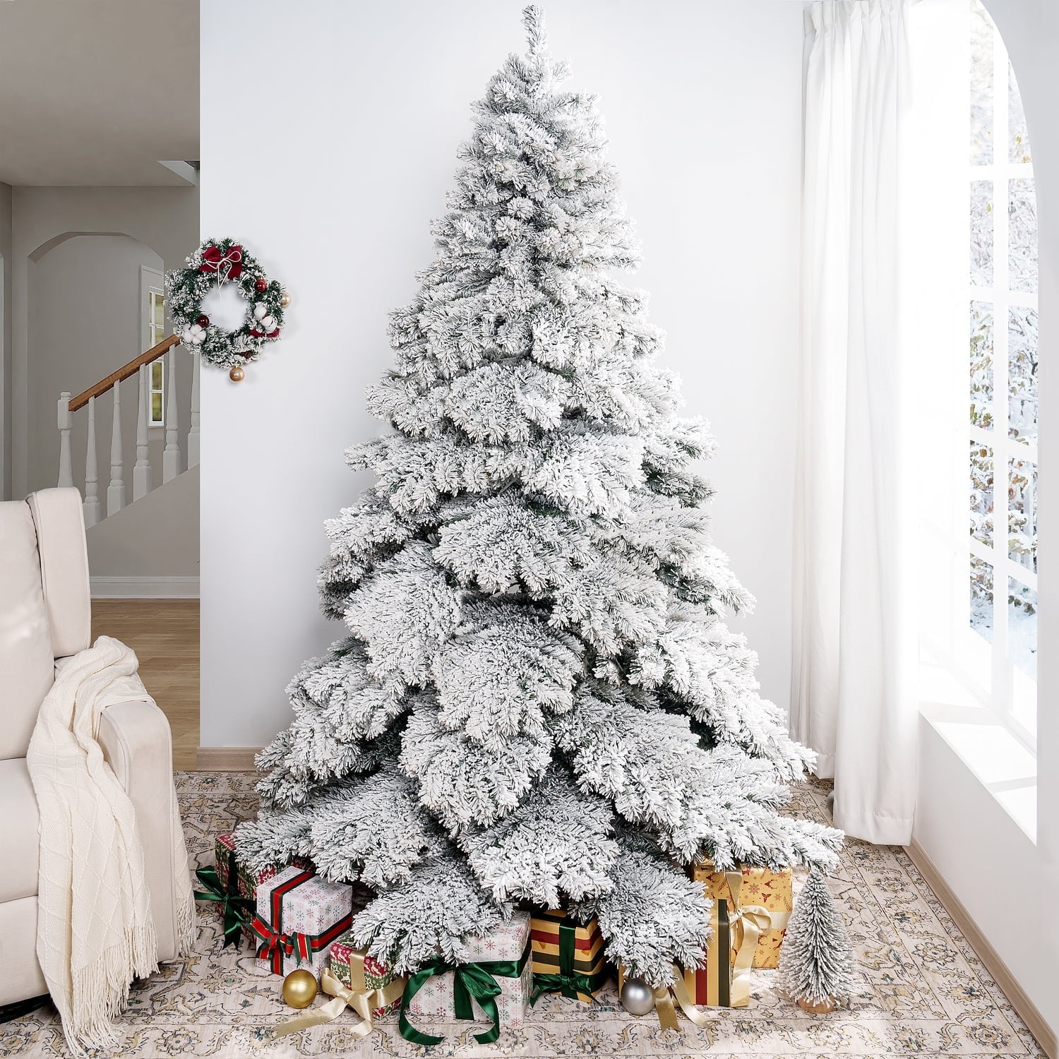 Free Shipping! Brittany 7.5ft Snow Flocked Christmas Tree Prelit