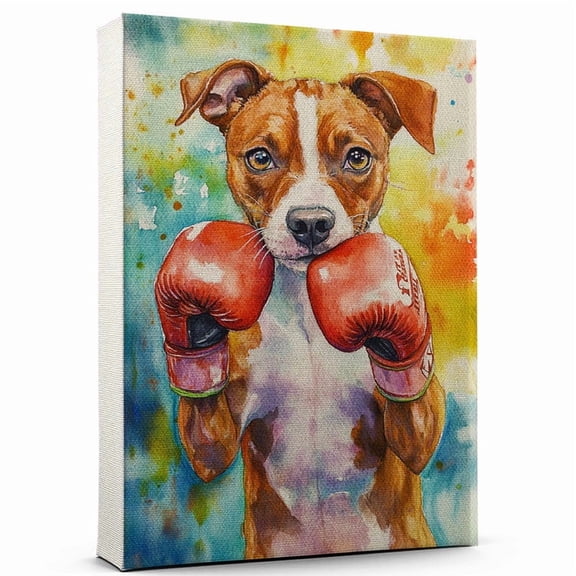 Brittany Dog Canvas Boxing Stretched Canvas Size 8x12 – Funny Brittany Dog Canvas Wall Decor, Funny Dog Wall Art for Boxing Room