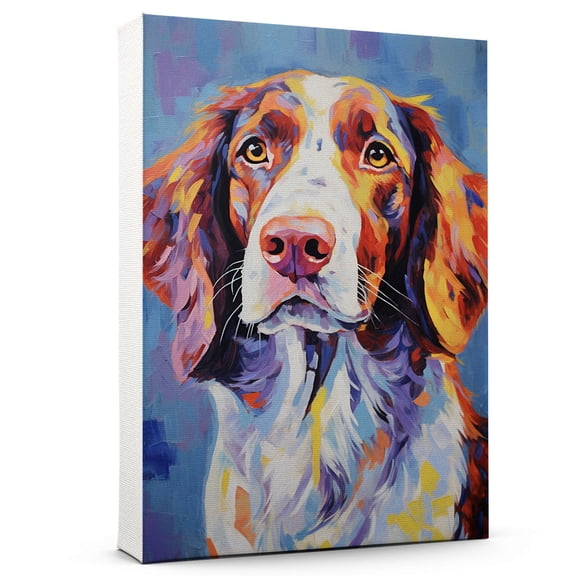 Brittany Dog Canvas Starry Night Van Gogh Canvas for Living Room Oil Painting Artwork Landscape Canvas Artwok for Living Room Bedroom Home Decorations Wall Decor Large