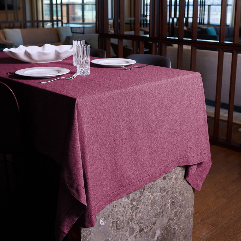 Brittany Hemstitch Woven Cotton Rich Tablecloth 60"X84" in Wine