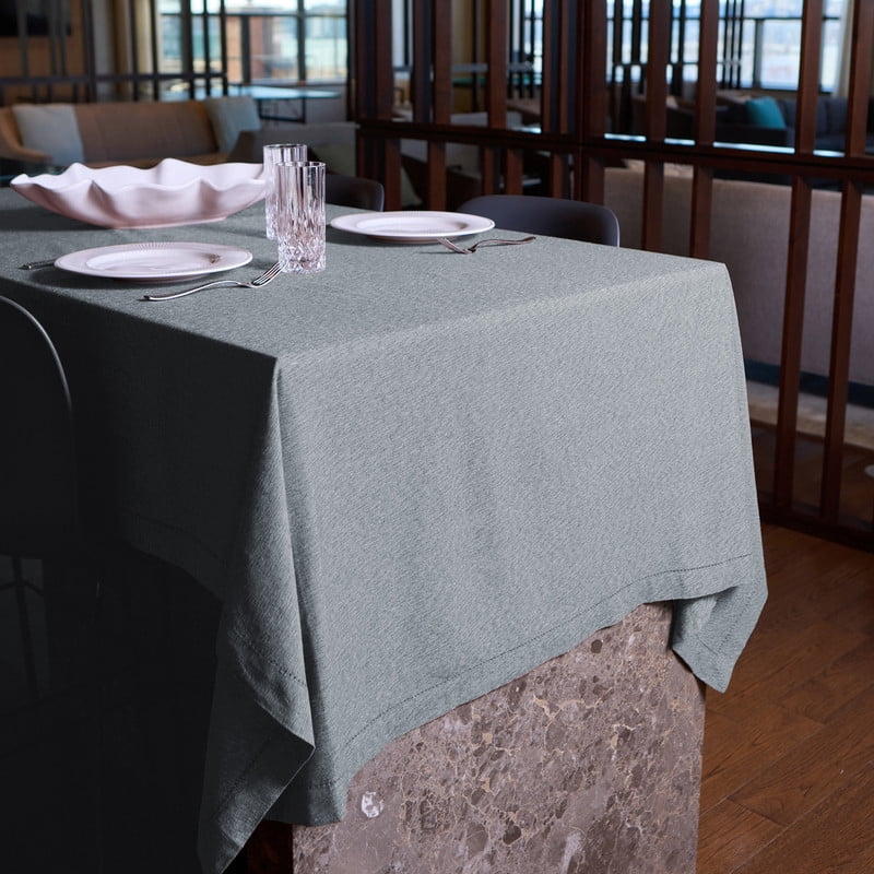 Brittany Hemstitch Woven Cotton Rich Tablecloth 70" Round in Grey