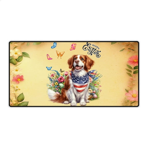 Brittany Spaniel Celebrates Spring and Enjoys a Happy Easter Desk Mat Full Keyboard Mouse Pad Brittany Dog Lover Gifts Idea Large Mousepad - 02001