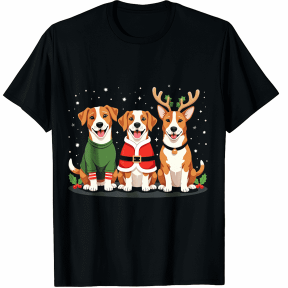 Brittany Spaniel Christmas Dogs Funny Santa Reindeer Elf T-Shirt for Men Women