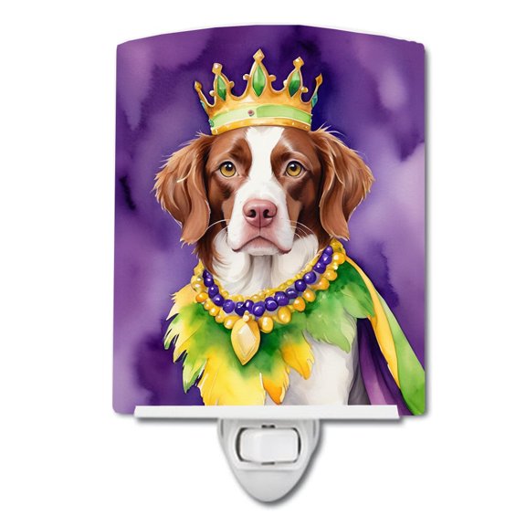 Brittany Spaniel King of Mardi Gras Ceramic Night Light 4 in x 6 in