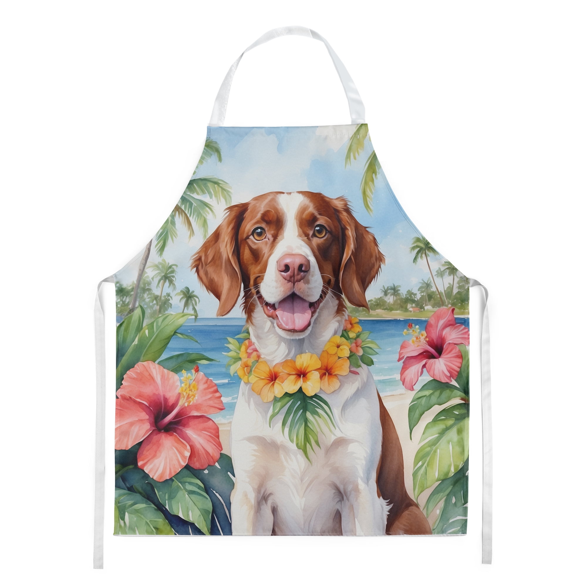 Brittany Spaniel Luau Apron 27 in x 30 in