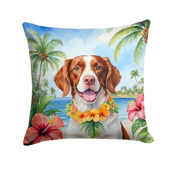 Brittany Spaniel Luau Throw Pillow 18 in x 18 in