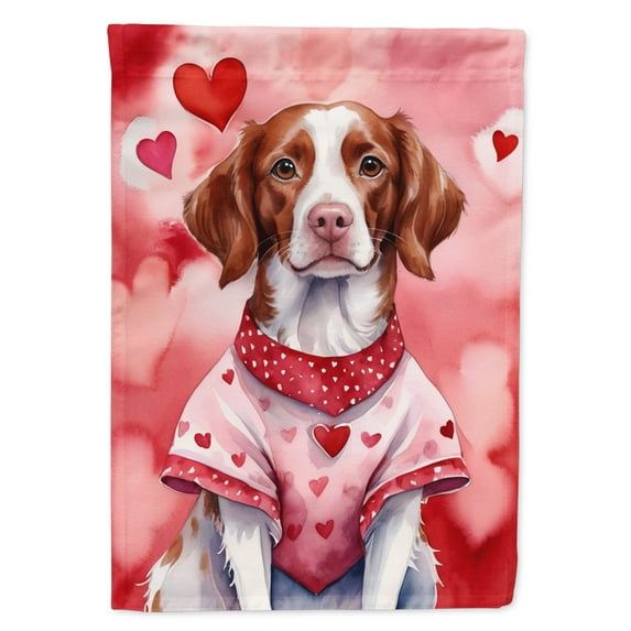 Brittany Spaniel My Valentine House Flag