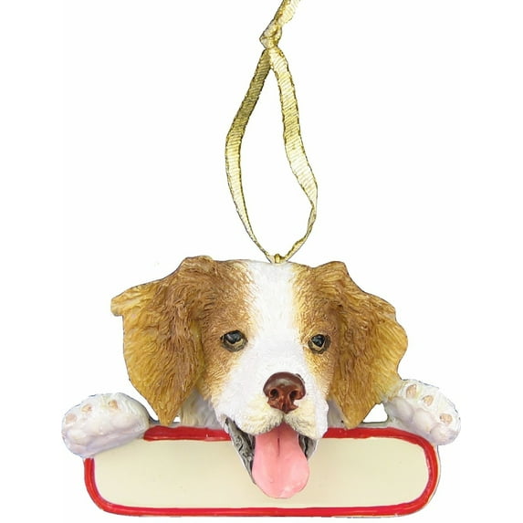 Brittany Spaniel Ornament "Santa's Pals" With Personalizable Name Plate
