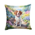 thumbnail image 1 of Brittany Spaniel Spring Path Throw Pillow 18 in x 18 in, 1 of 5