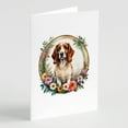 thumbnail image 1 of Brittany Spaniel and Flowers Greeting Cards and Envelopes Pack of 8 7 in x 5 in, 1 of 3