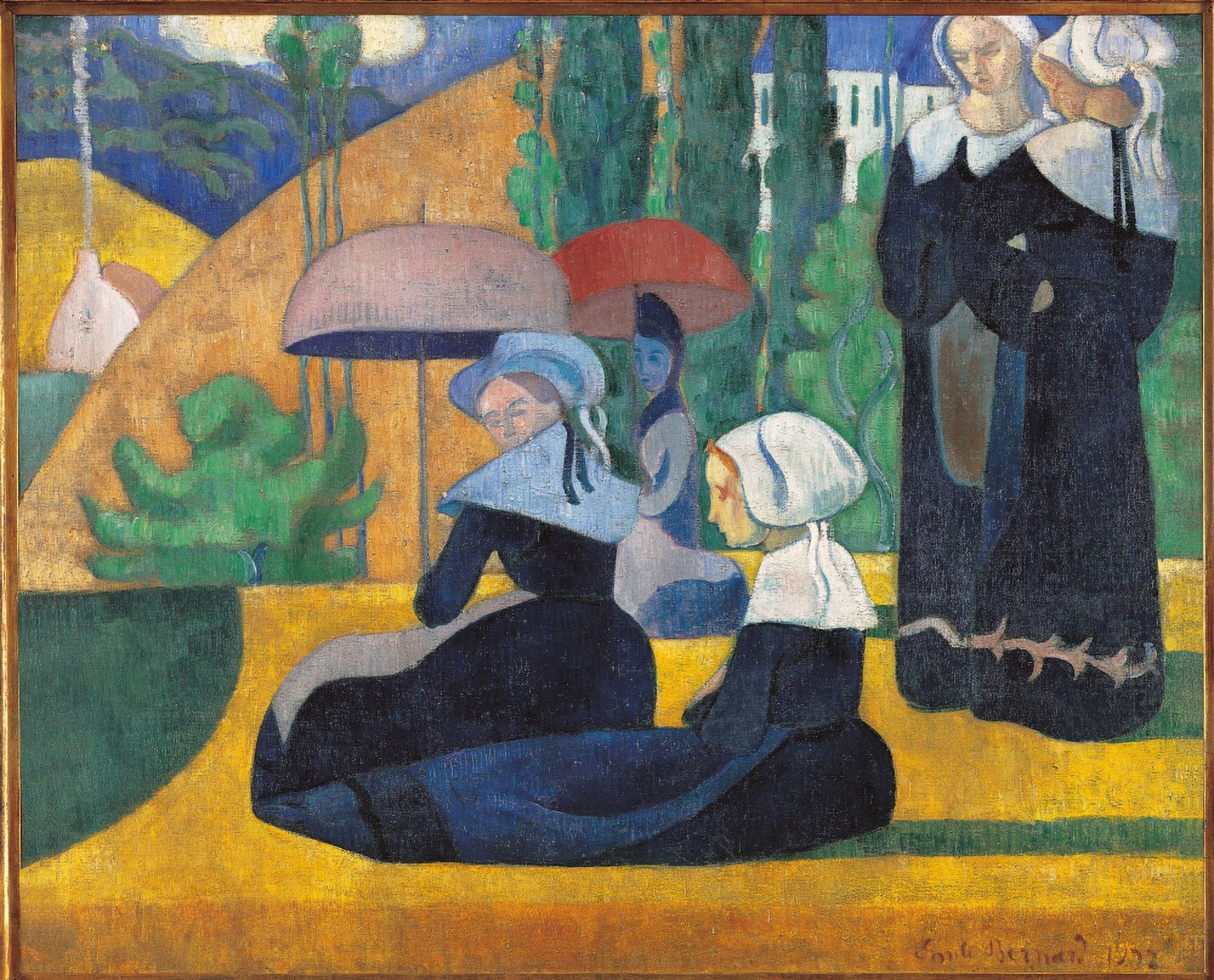 Brittany Women With Umbrellas Canvas Art - (24 x 18)
