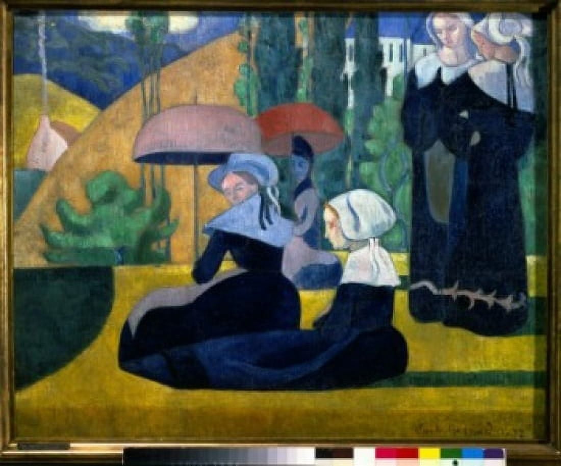 Brittany Women with Umbrellas by Emile Bernard 1868-1941 France Paris Musee dArt Moderne de La Ville de Paris Canvas Art - Emile Bernard (18 x 24)