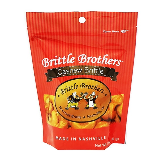 Brittle Brothers Cashew Brittle - 5 oz. Bag : Voted #1 - 4x’s more Nuts - Gift Set Cashew Pecan Bacon Corporate Christmas Mother Father Chocolate