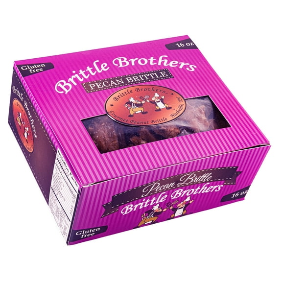 Brittle Brothers Pecan Brittle - 16 oz. Box : Voted #1 - 4xs more Nuts - Gift Set Cashew Pecan Bacon Corporate Christmas Mother Father Chocolate