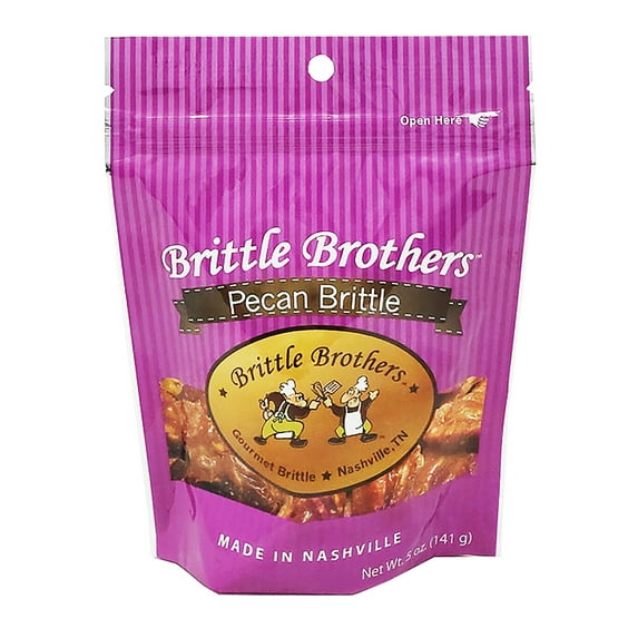 Brittle Brothers Pecan Brittle - 5 oz. Bag : Voted #1 - 4x’s more Nuts - Gift Set Cashew Pecan Bacon Corporate Christmas Mother Father Chocolate