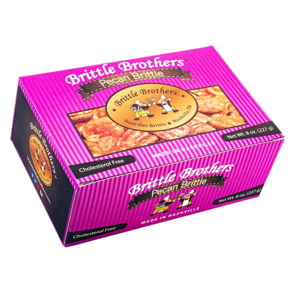 Brittle Brothers Pecan Brittle - 8 oz. Box : Voted #1 - 4xs more Nuts - Gift Set Cashew Pecan Bacon Corporate Christmas Mother Father Chocolate