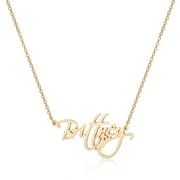 TINGN Brittney Necklace Personalized, 14K Gold Filled Ivy Name Necklace Personalized Nameplate Necklace Jewelry Gifts for Women Teen Girls