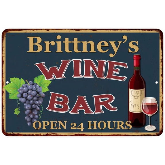 Brittney's Green Wine Bar Gift Sign Wall Decor 8 x 12 High Gloss Metal 208120043905