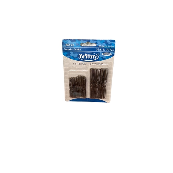 Brittny Assorted Hair Pins 80ct, 1 3/4" (50pcs) and 2 1/2" (30pcs), Ball Tipped, Crimped