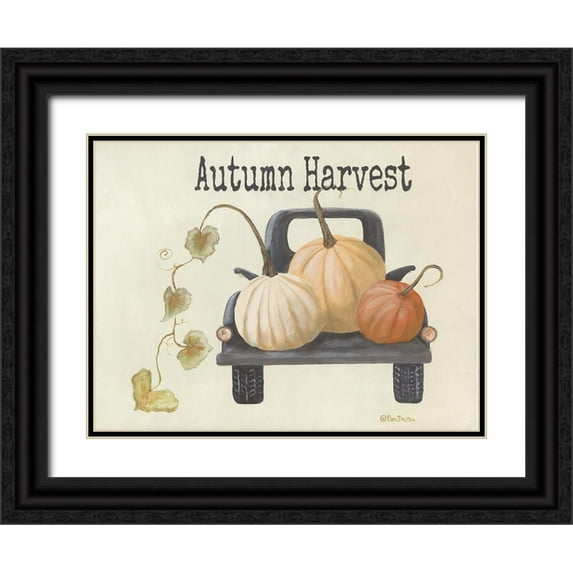 Britton, Pam 14x12 Black Ornate Wood Framed with Double Matting Museum Art Print Titled - Autumn Harvest Truck