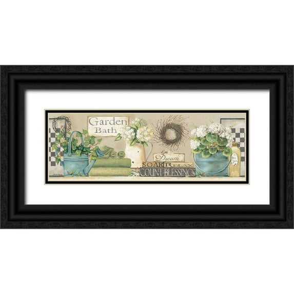 Britton, Pam 14x7 Black Ornate Wood Framed with Double Matting Museum Art Print Titled - Garden Bath