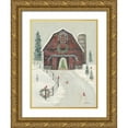 thumbnail image 1 of Britton, Pam 19x24 Gold Ornate Wood Framed with Double Matting Museum Art Print Titled - Holiday Barn, 1 of 4