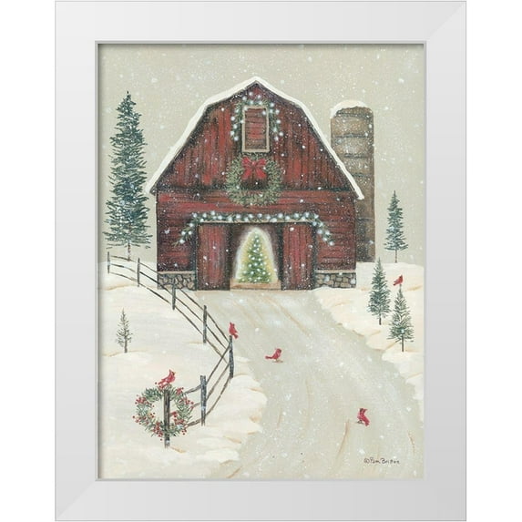 Britton, Pam 19x24 White Modern Wood Framed Museum Art Print Titled - Holiday Barn