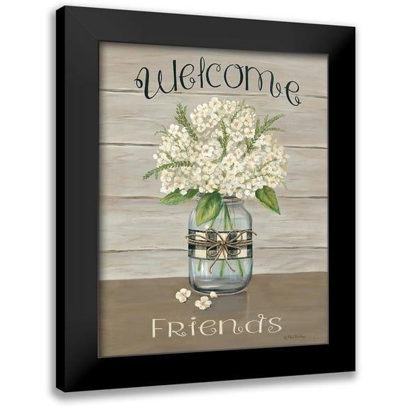 Britton, Pam 20x24 Black Modern Framed Museum Art Print Titled - Welcome Friends Mason Jar