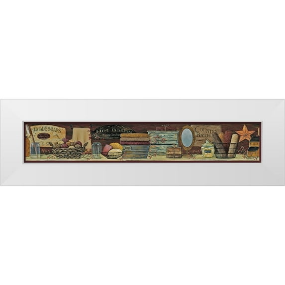 Britton, Pam 24x7 White Modern Wood Framed Museum Art Print Titled - Country Bath Shelf