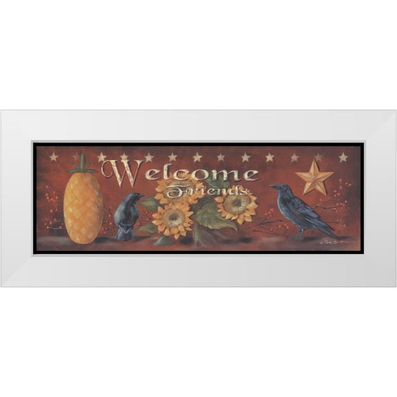 Britton, Pam 32x13 White Modern Wood Framed Museum Art Print Titled - Welcome Friends