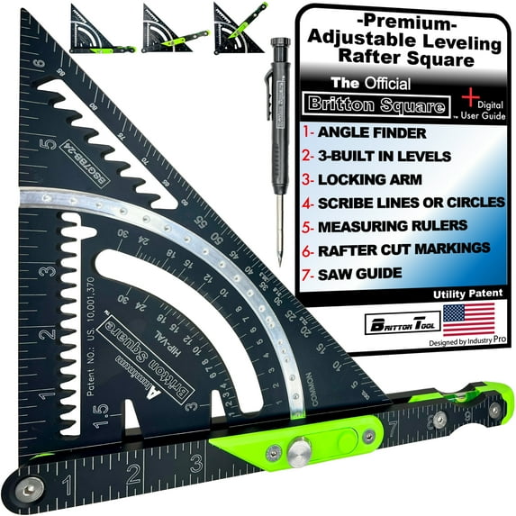 Britton Square 7''-Black/Green- Aluminum, Rafter Square