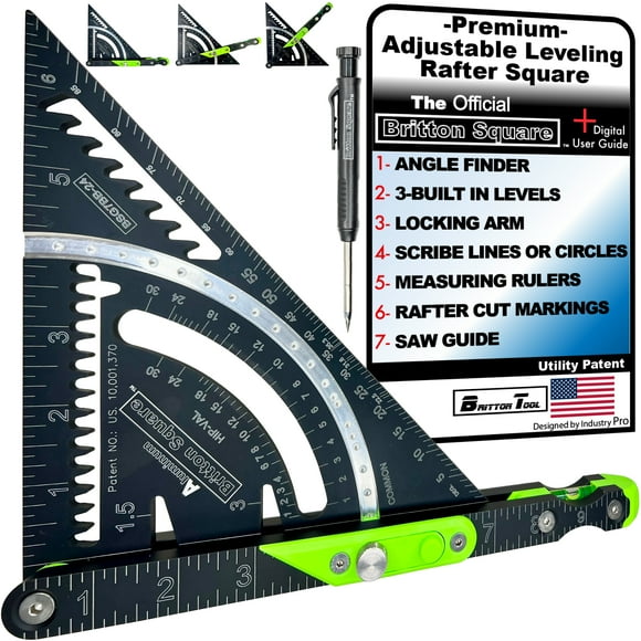 Britton Square 7''-Black/Green- Aluminum, Rafter Square