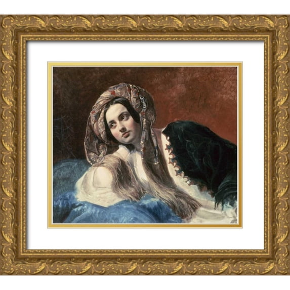 Briullov, Karl Pavlovic 30x26 Gold Ornate Wood Framed with Double Matting Museum Art Print Titled - Turkish Woman