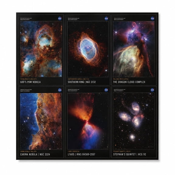 Brivelle Colorful Deep Space Nebula and Galaxy Astronomy Poster, Celestial Science Style for Home Office Wall Decor, 12 x 8 in