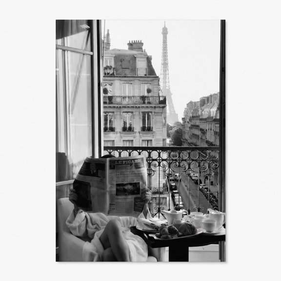 Brivelle Paris Eiffel Tower Window Scene Poster, 12 x 8 in