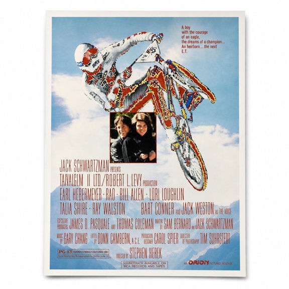 Brivelle Retro Airborne BMX Rider Poster, Red and Blue Action Sports Design for Wall Decor, 12 x 8 in
