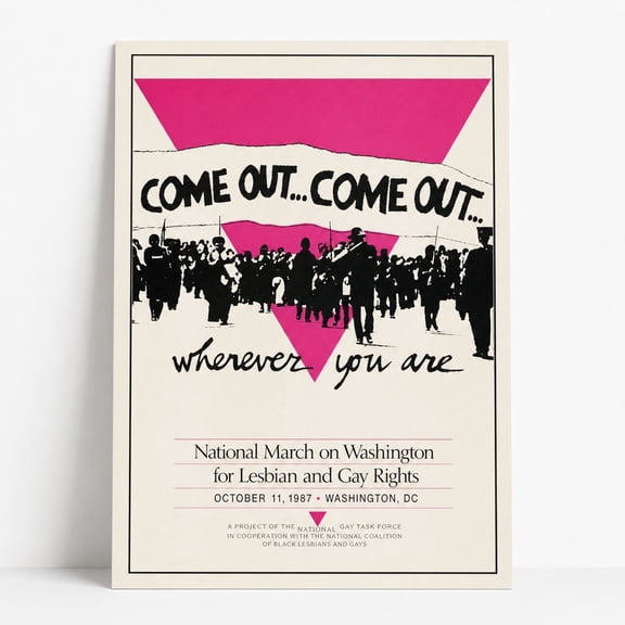 Brivelle Typographic equality march Pink and black Poster Bold graphic Home or office decor Wall, 12 x 8 in