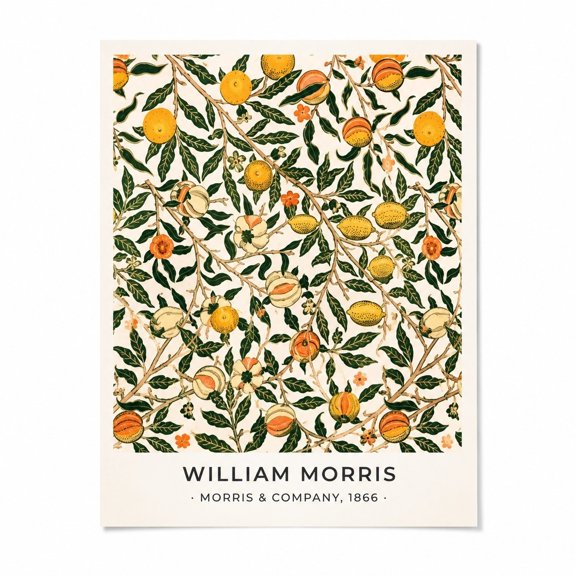 Brivelle Vintage Citrus Botanical Poster, Green and Orange Arts and Crafts Wall Decor, 12 x 8 in