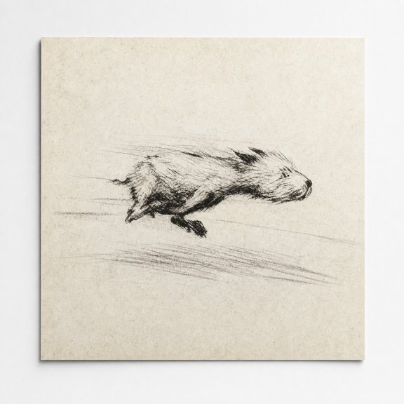 Brivelle Vintage Wild Boar Sketch Ivory and Charcoal Poster Rustic Animal Illustration Living Room or Office Decor Wall, 12 x 8 in