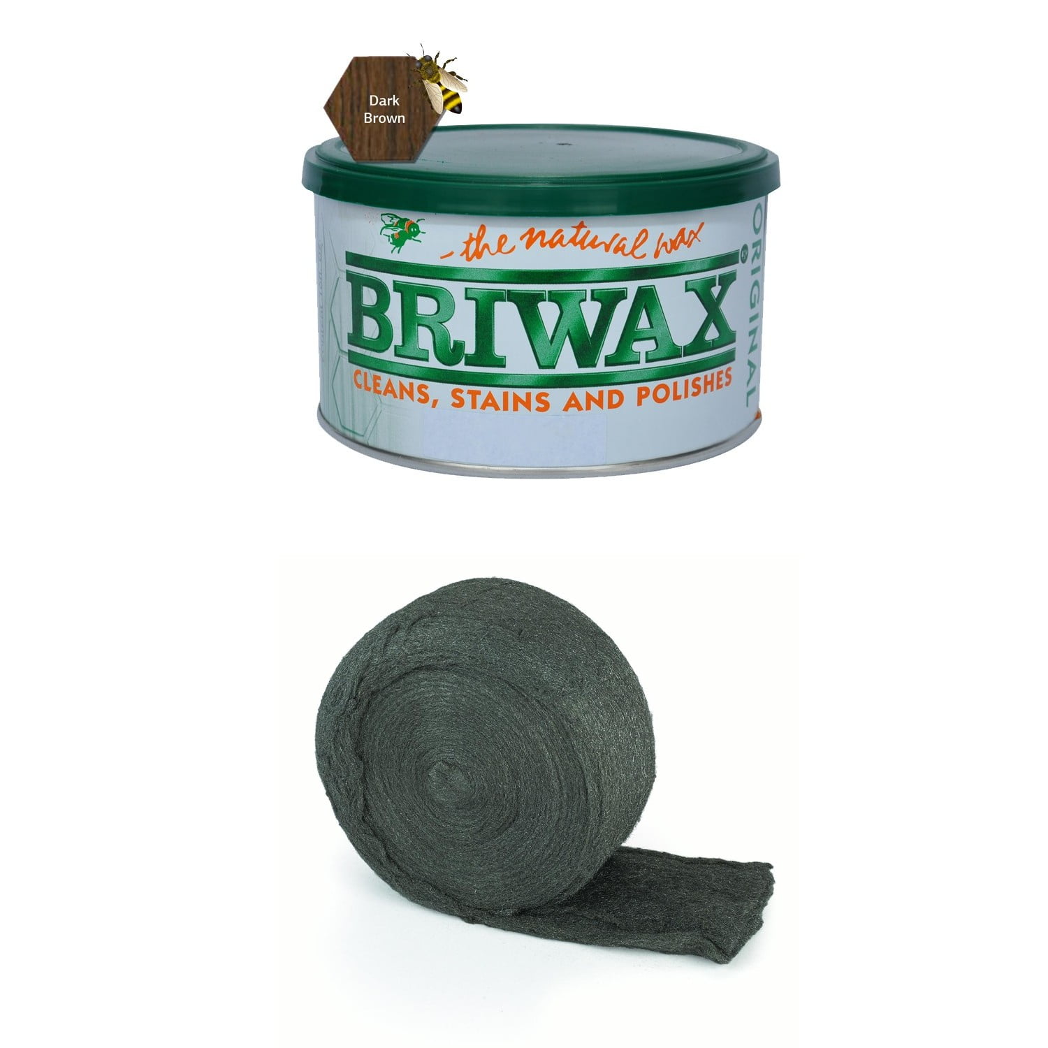 Briwax Dark Brown 1 lb Original Furniture Wax Polish with OilFree