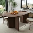 thumbnail image 1 of Brix 67"x33.5" Soild Wood Dining Table Oval Kitchen Table, Walnut, 1 of 7