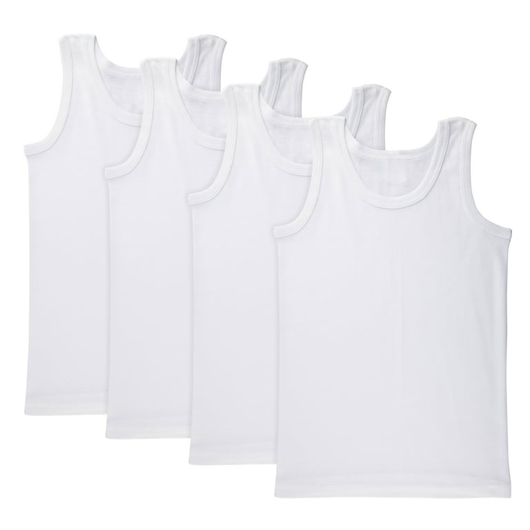 Brix Boys White Undershirts - Tank Tops Tagless Super Soft 3/4