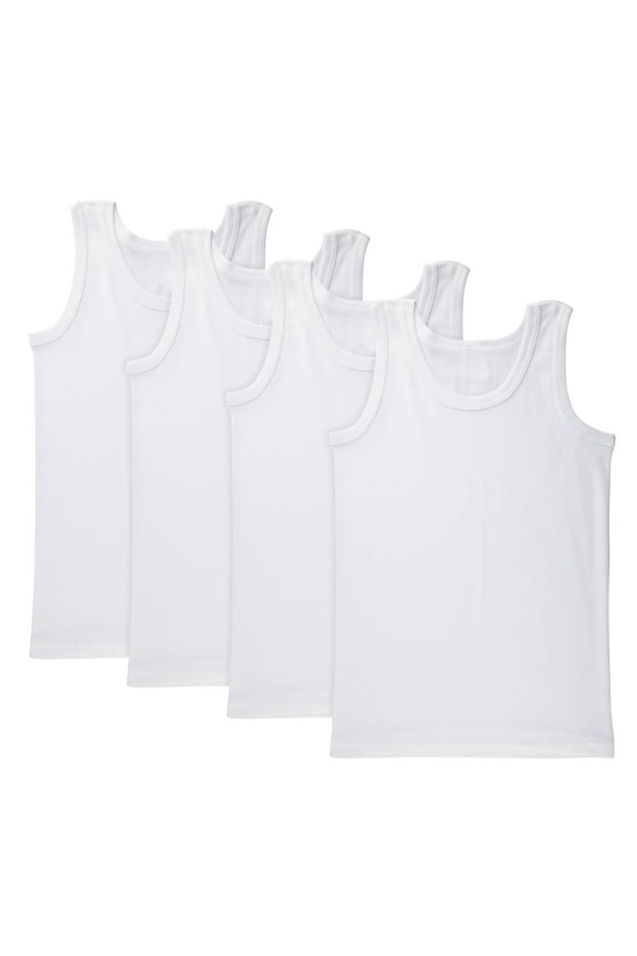 Boys White Undershirts - Tank Tops Tagless Super Soft MULTIPACK. 14-16 Years