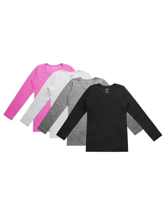 Little Girls Long Sleeve Tee Shirts Crew Neck Pack