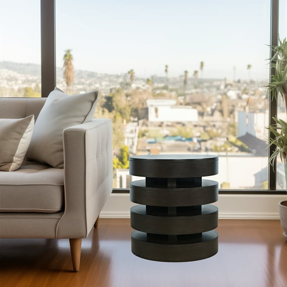 Brix Mid-Century Modern Floating Sculpture Layered Round End Table